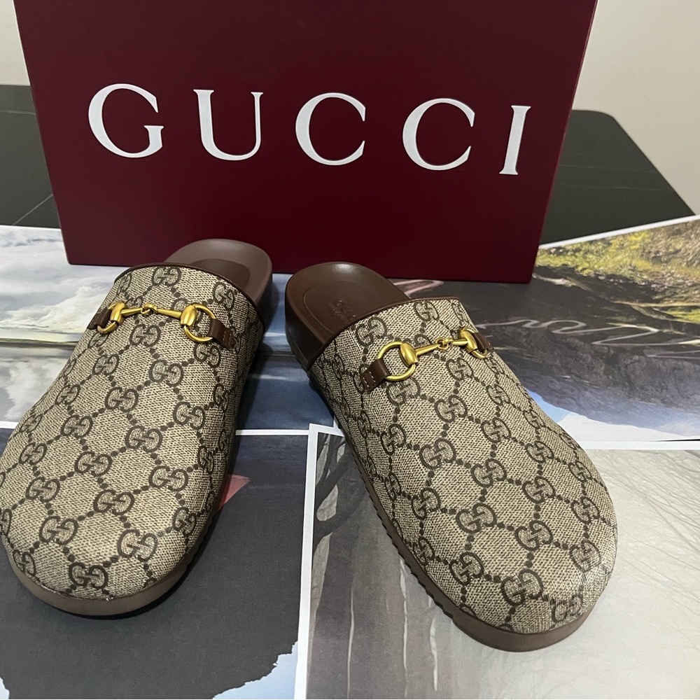 Gucci Brown and Gold Loafers